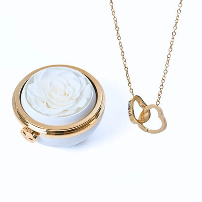 Personalised Two Hearts Necklace with Eternal Rose Box