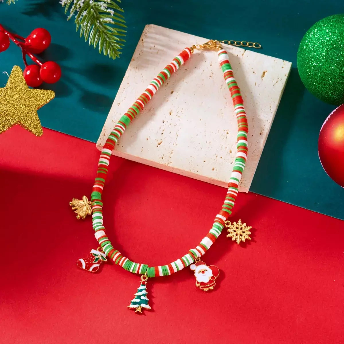 Christmas Clay Charm Necklace