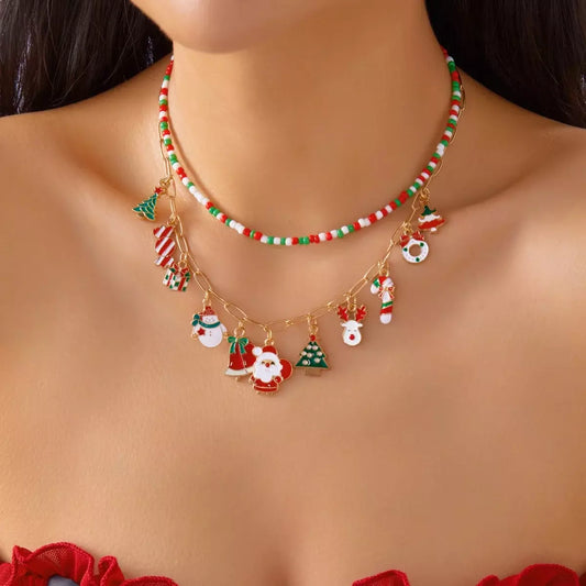 Christmas Layered Charm Necklace