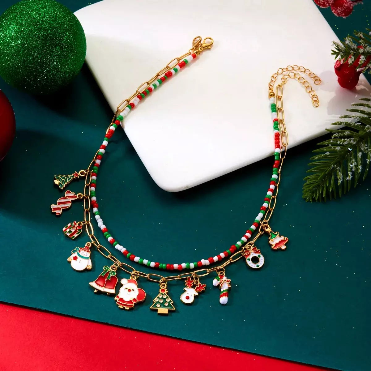 Christmas Layered Charm Necklace