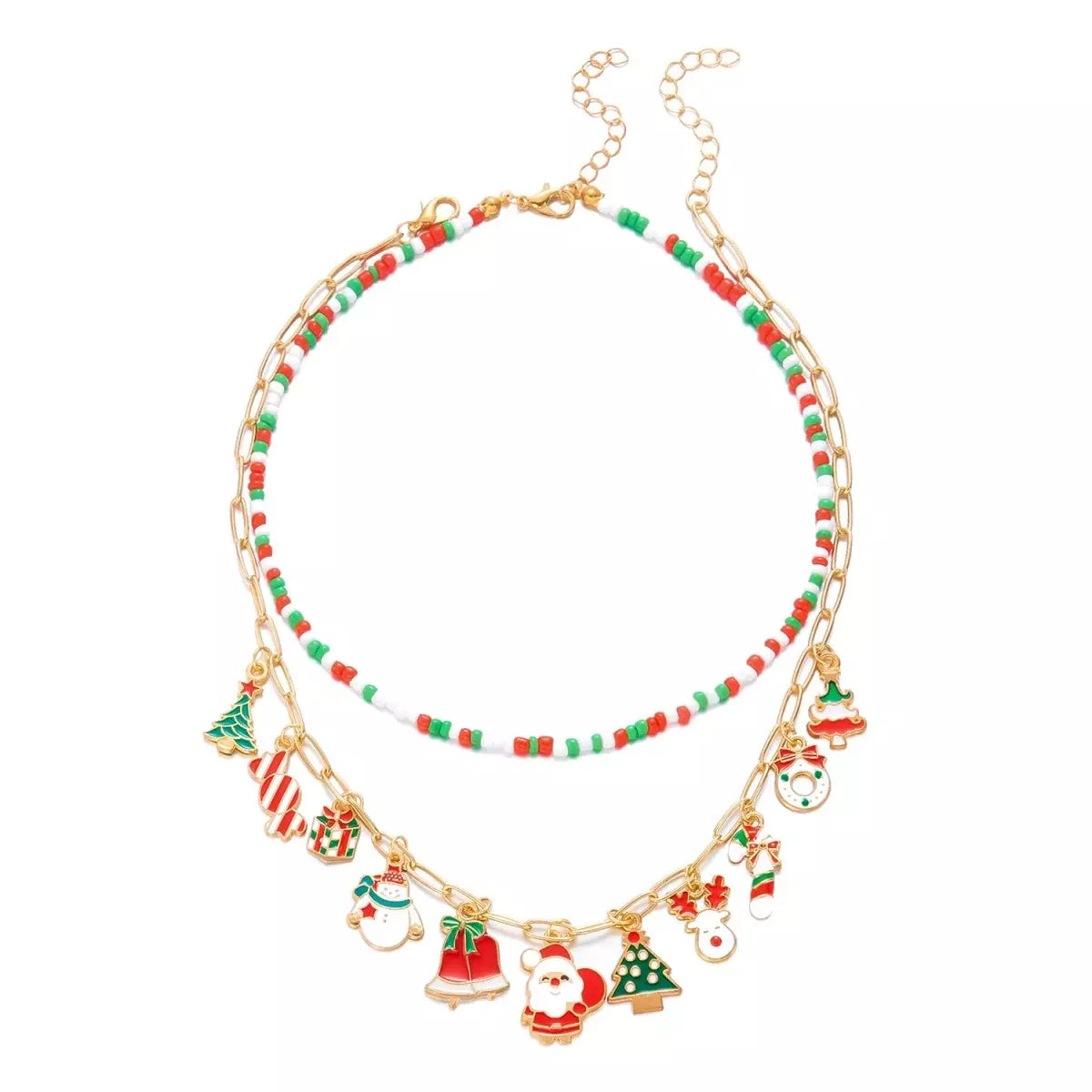 Christmas Layered Charm Necklace