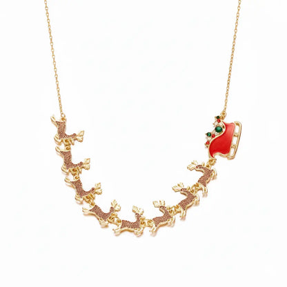 Christmas Reindeer Sleigh Necklace